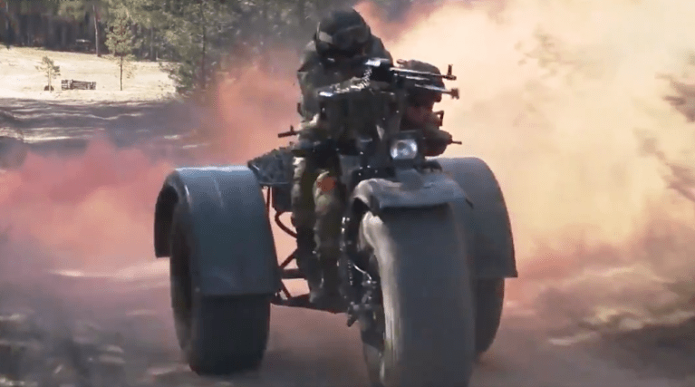 The Belarusian military is testing a three-wheeled murdercycle