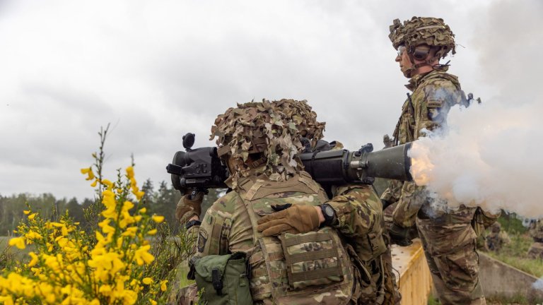U.S. Soldiers assigned to 1st Battalion, 187th Infantry Regiment, 3rd Brigade Combat Team, 101st Airborne Division, fires an M3 Carl Gustaf 8.4mm recoilless rifle while participating in a Combined Arms Live Fire Exercise (CALFEX) at Grafenwoehr Training Area, Germany, May 7, 2024. The CALFEX tests each Soldier’s ability to adapt to different conditions while simulating real world conditions. (U.S. Army photo by Spc. Zoe Y. Tourne)